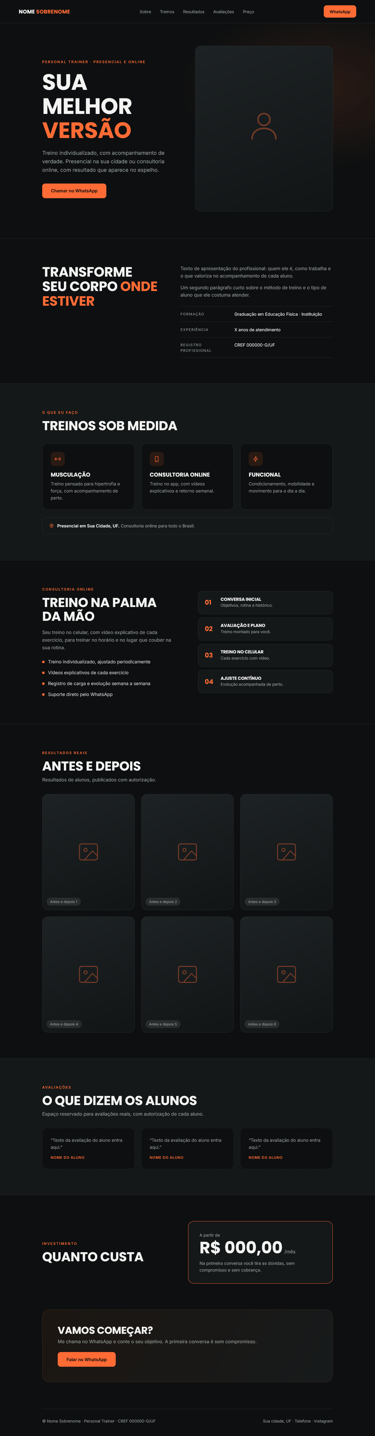 Modelo de perfil de personal trainer